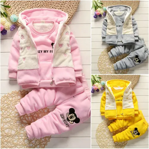 Одежда с Минни для маленьких девочек Теплые Зимние Детские костюмы повседневные