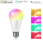 E27 WiFi Голосовое управление RGB Энергосберегающая Затемняющая Светодиодная лампа многоцветные умные светильник почки 9 Вт для HomeKit