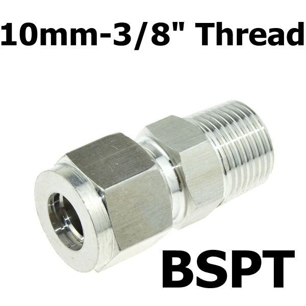10mm OD Tube 3/" PT наружная резьба NPT x 6 мм 8 мм OD двойной наконечник трубки воздуха для компрессорной трубы разъем SS 304 нержавеющая сталь 1/4" 1/2" - Цвет: 10mm OD Tube