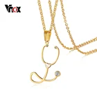 Стильное ожерелье Vnox подвеска-стетоскоп для женщин ожерелье золотого цвета из нержавеющей стали с фианитами AAA женские ювелирные изделия подарок врачу медсестре
