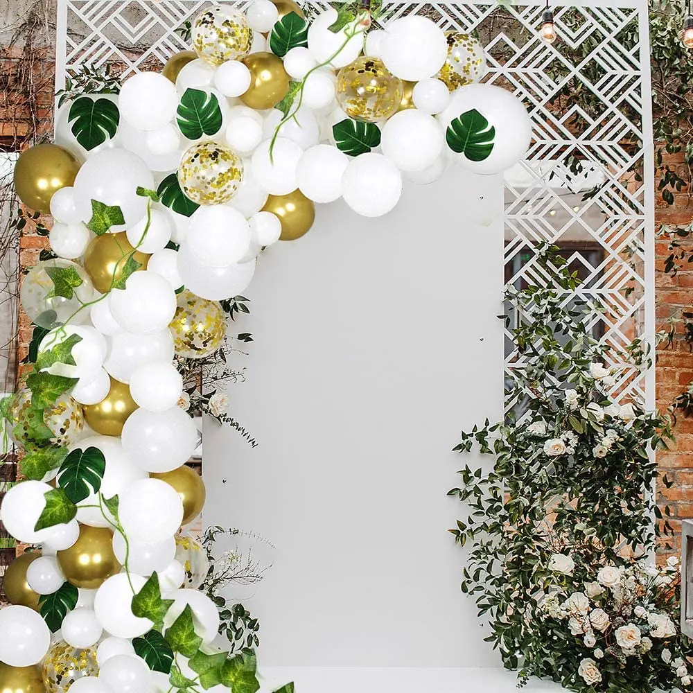 Набор воздушных шаров из белого золота в виде зеленой виноградной лозы|Воздушные