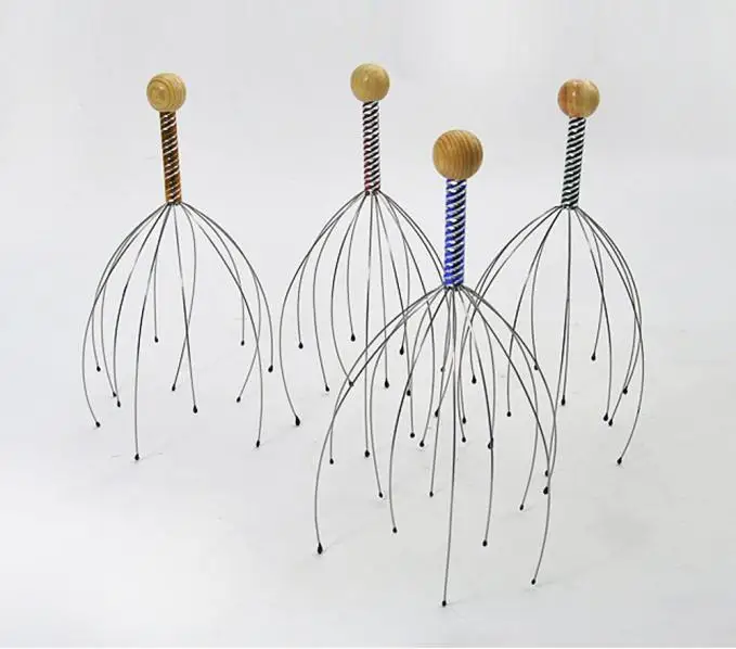 

1pcs 12 Finger Head Relax Massager Hair Held Spa Scalp Neck Stress Relief Massage Release Head Physician Steel Ball Massager New