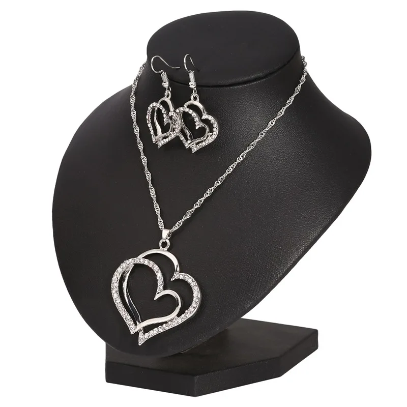 Ювелирные наборы из нержавеющей стали ожерелье в форме сердца набор сережек для