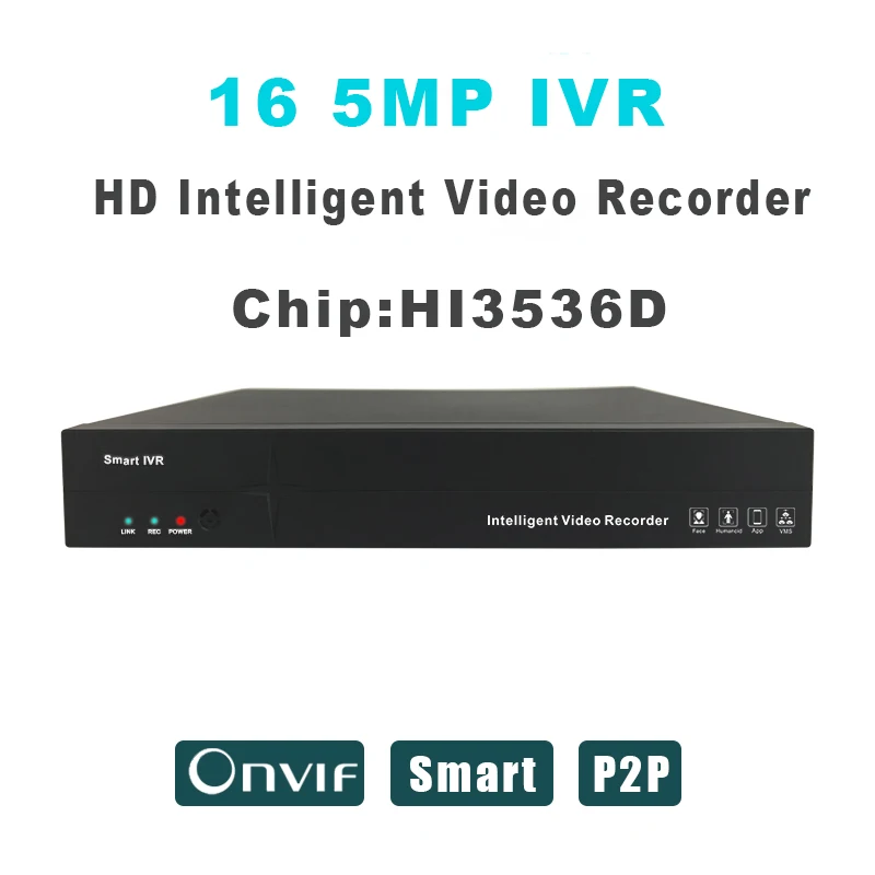 Сетевой видеорегистратор 9 каналов 16 5 МП ии NVR H.265 Max 1080P IP камера с обнаружением