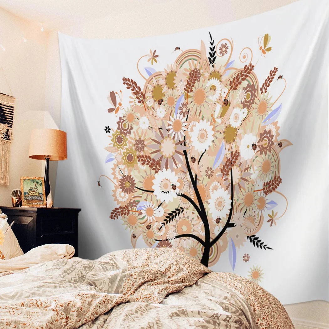 Милое Древо жизни бабочка Мандала гобелены с цветами настенное покрывало для