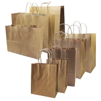 10 pcslot big kraft paper bag with handles recyclable bag for fashionable clothes shoes gift shops 8 size cowhide color