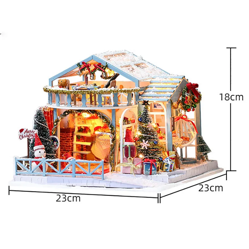

DIY Miniature Furniture Wooden Doll Houses New Christmas Eve Toys for Kids Christmas Birthday Gifts