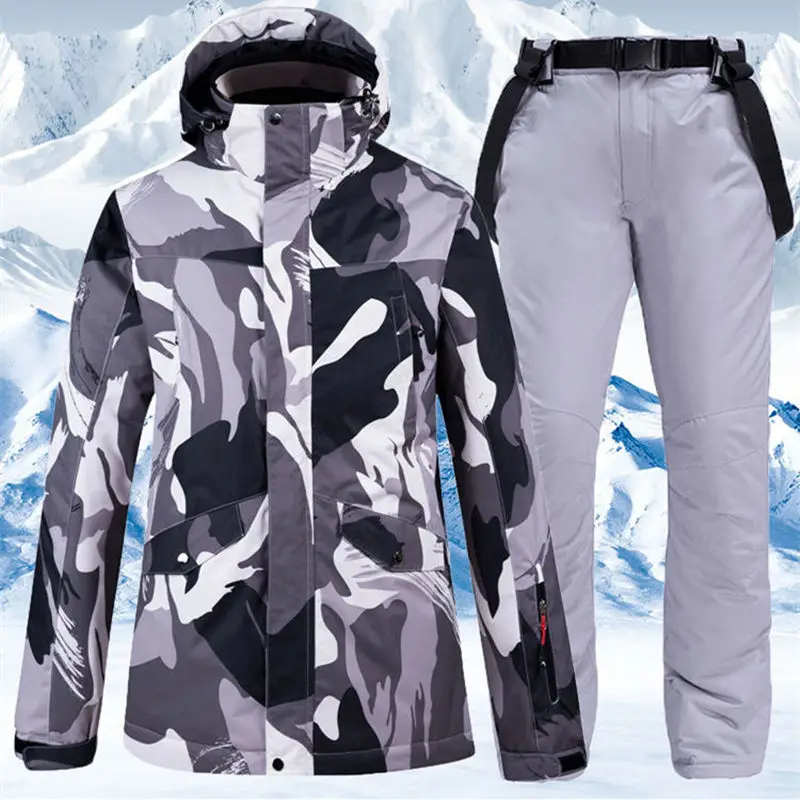 Лыжный костюм мужской водонепроницаемый ветрозащитный утепленный теплый зимний