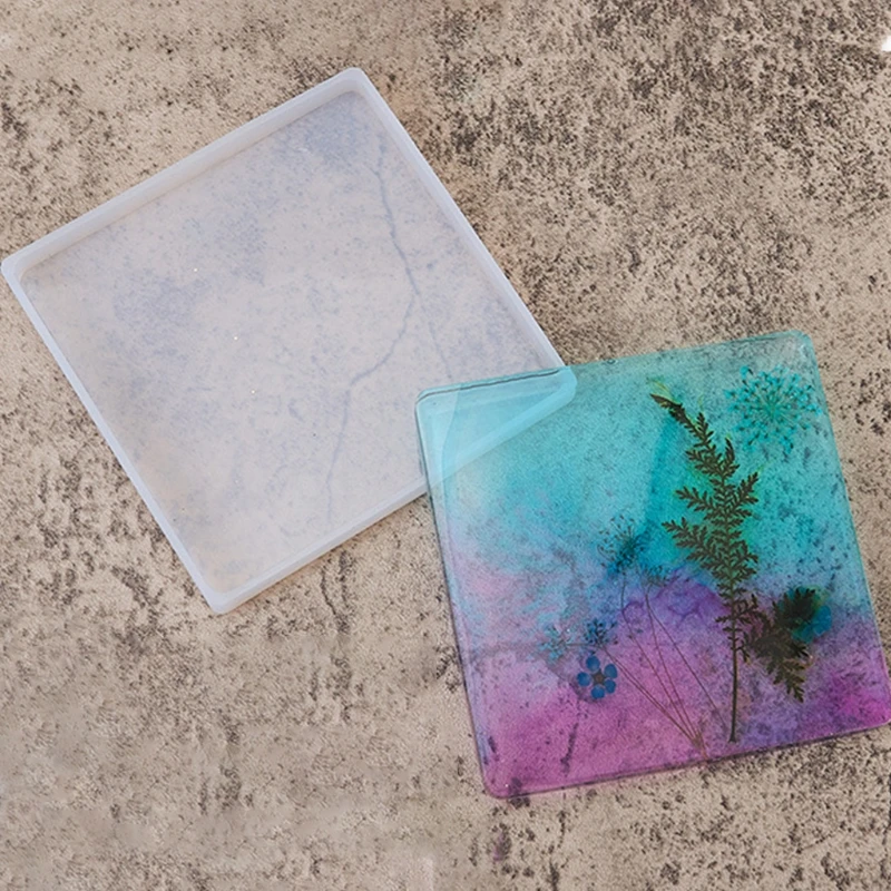 

2Pcs Round and Square Coaster Crystal Epoxy Resin Mold Cup Mat Pad Silicone Mould DIY Crafts Decorations Ornaments Casting Tools