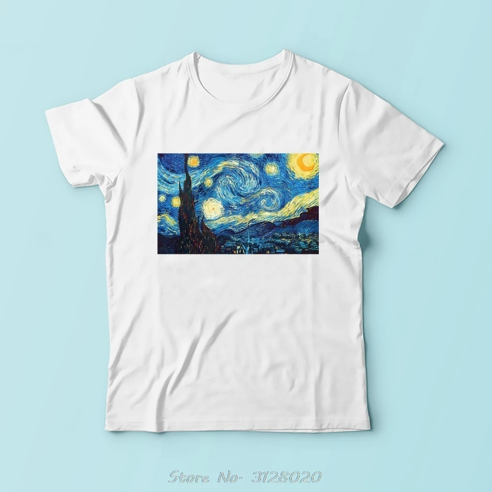 

Edvard Munch знаменитый Skrik The Cry Мужская футболка Ван Гог подсолнухи Звездная ночь футболка футболки белые повседневные футболки