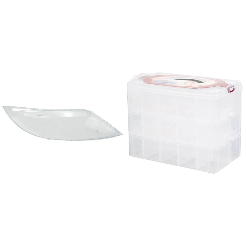 

1 Pcs Car Right Head Light Lamp Lens & 1 Pcs Clear 3 Layers 30 Grids Washi Tape Storage Box