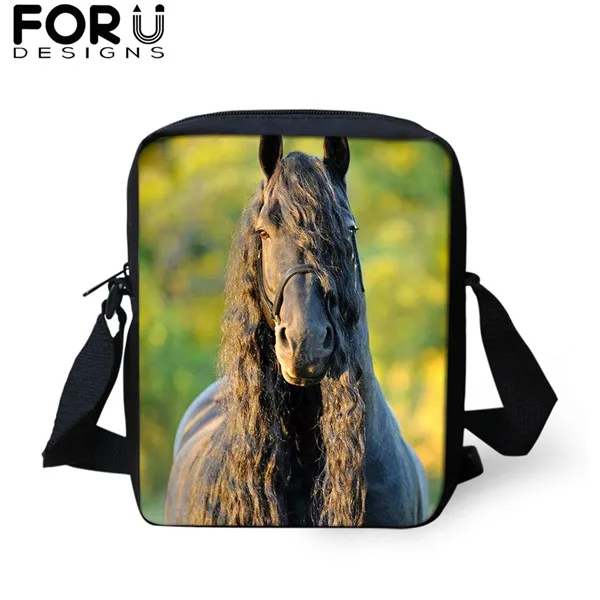 FORUDESIGNS/3 шт./компл. школьная сумка для мальчиков и для девочек-подростков; Friesian рюкзаки с рисунком лошади студент красивый вороной конь рюкзак для путешествий - Цвет: CDGX1496E