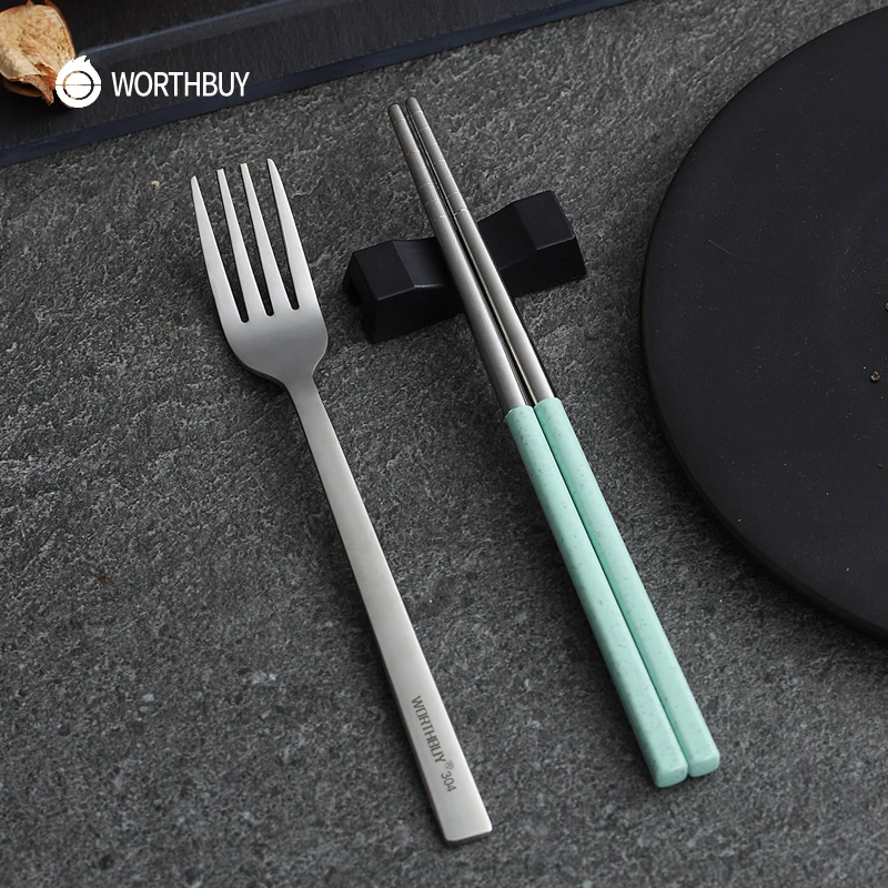 WORTHBUY портативная дорожная посуда набор посуды из нержавеющей стали 304 палочки