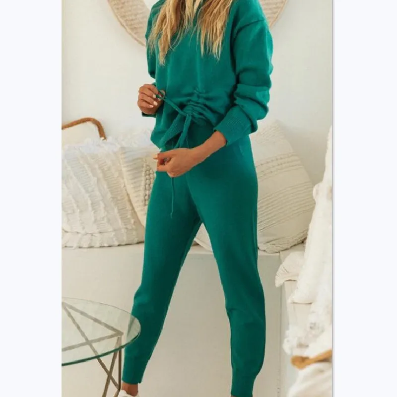 

Autumn Casual Women Pajama Sets Fashion 2020 O-neck Long Sleeves Loose Knitting Home Clothes