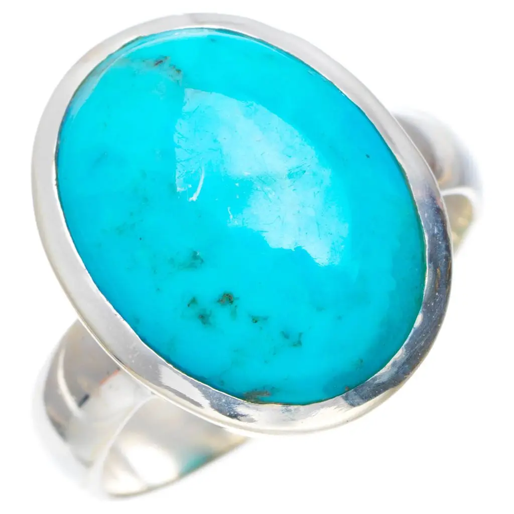 Натуральный бирюзовый ручной работы уникальный 925 пробы Серебряное кольцо 7 5