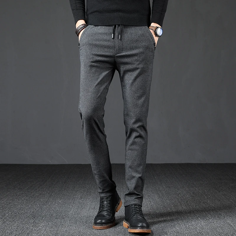 Теплое модное мужское стрейчевое платье фланелевые черные Синие Серые