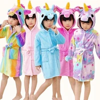 kids hooded robe bathing catoon unisex girls sleepwear minnie unicorn tiger pattern