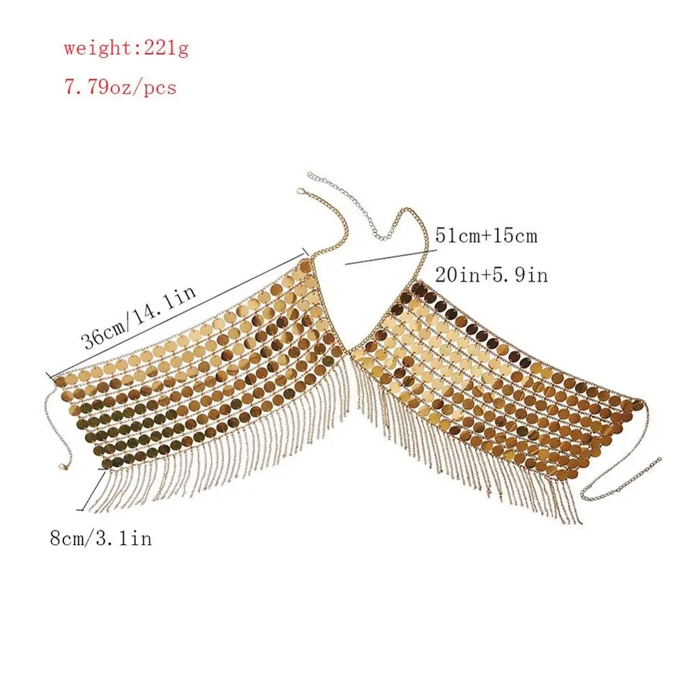 Luxury Fashion Shiny Sexy Body Belly Gold Silver Color Full chain Chain Bra Slave Harness Necklace Tassel Jewelry | Украшения и