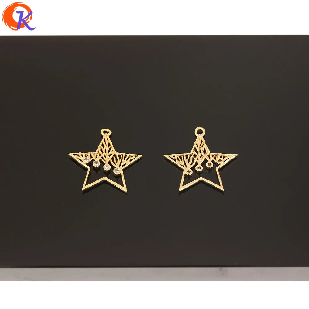 

Cordial Design 20Pcs 21*22MM Jewelry Accessories/Star Shape/Genuine Gold Plating/CZ Charms/Earring Findings/Hand Made/DIY Making