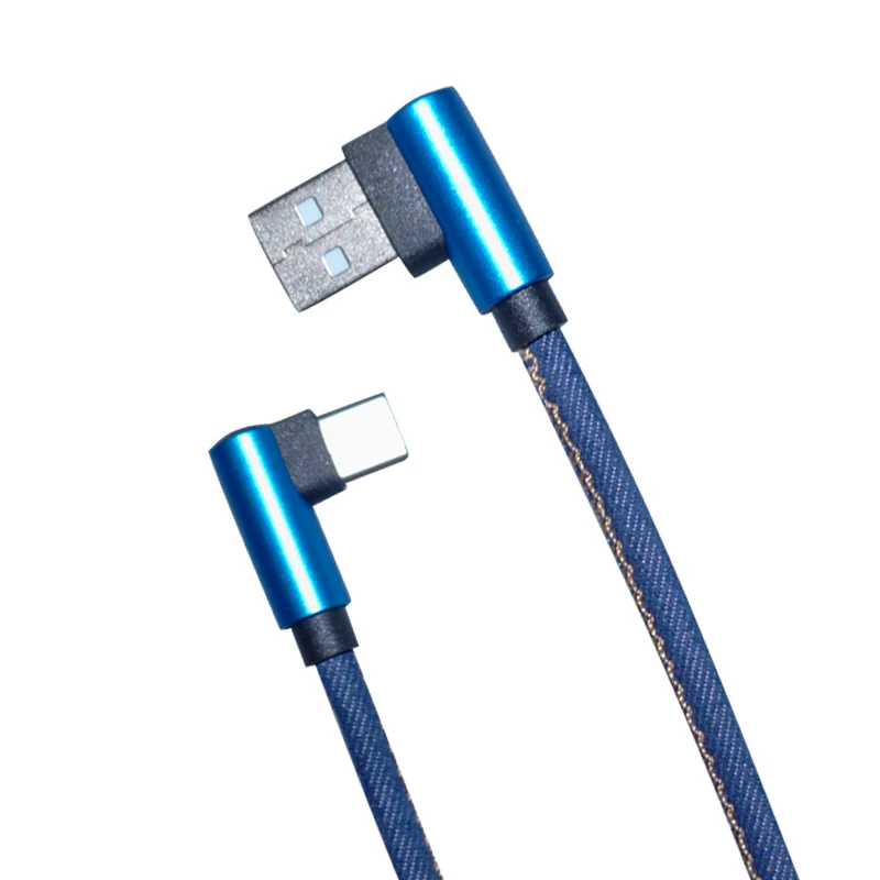 blue VLAMPO 1 м 2 м 90 градусов зарядный кабель зарядное устройство Micro usb type-C Быстрая зарядка для samsung Galaxy HUAWEI XIAOMI type-c кабель для передачи данных - Цвет: blue