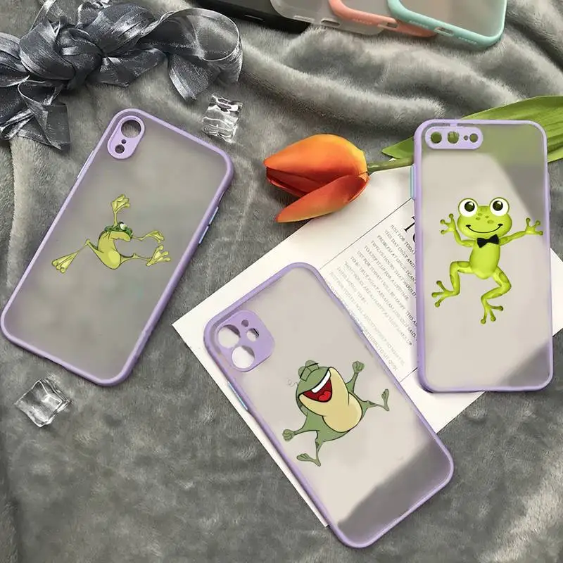 

Funny Animal Frog Phone Case matte transparent For iphone 7 8 11 12 plus mini x xs xr pro max cover