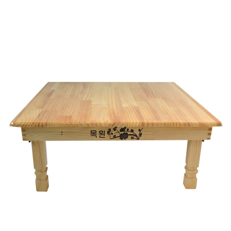 

Square Korean Wooden Folding Table Natural Finish Contemporary Style Living Room Furniture Floor Tea Table For Dining Kang Table