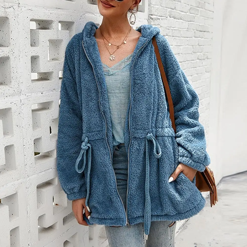 Женское пальто из искусственного меха Осень зима пушистое 2019 плюшевое модное