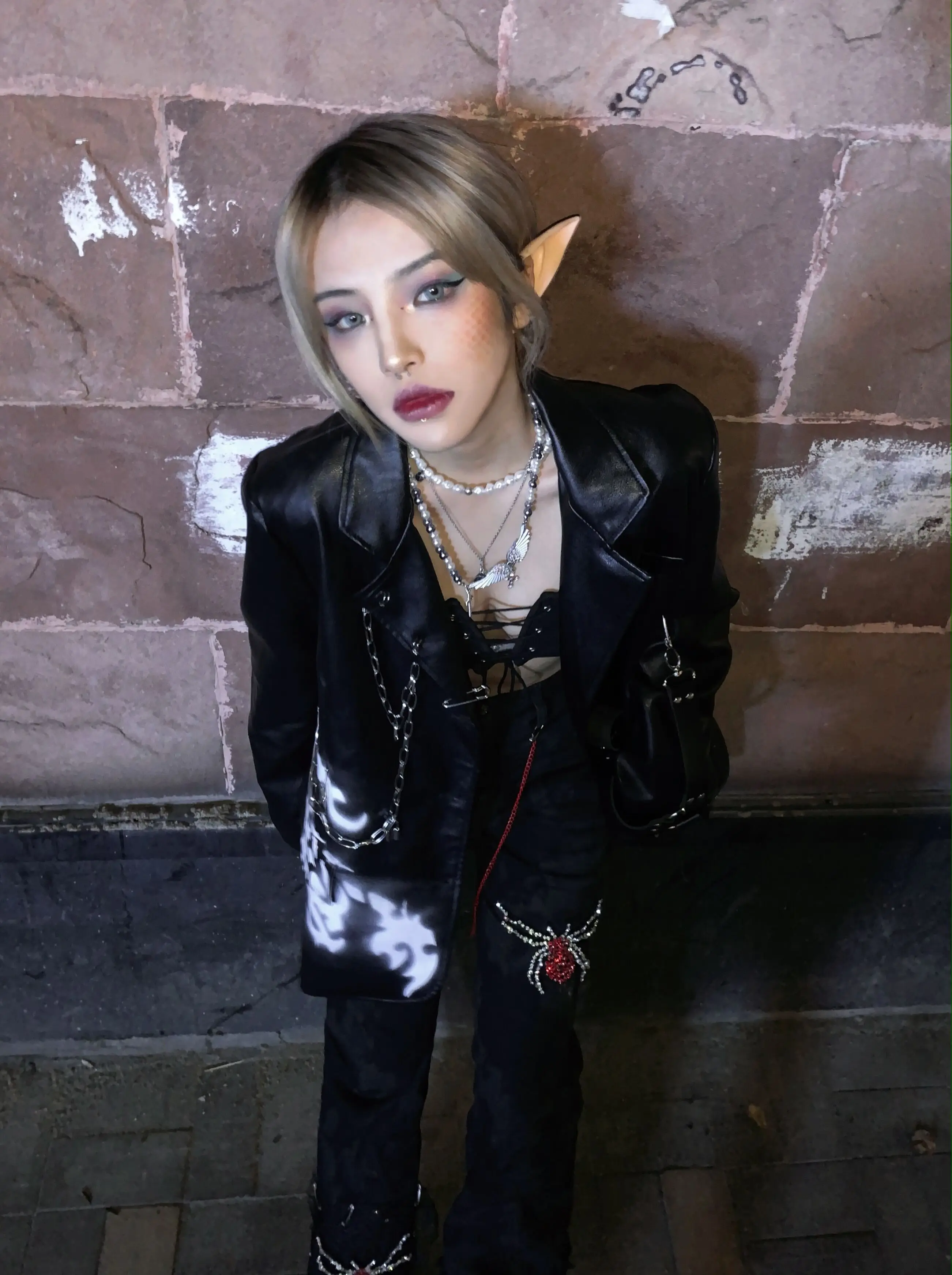 Женские кружевные расклешенные брюки в стиле панк готика гранж винтажные черные