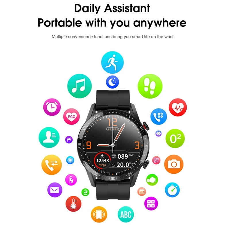 Smartwatch L13 Smart Watch Fitness Tracker Support Blood Pressure Oxygen ECG Pedometer Answer Call for IOS Android | Электроника