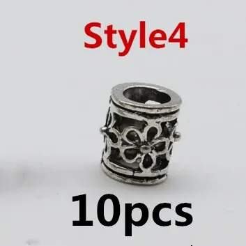 10pcs Style4 10 шт./упак. тибетские серебряные viking 4 вида стилей, подвязанные лентой, с объемной волной, дредлоки, для увеличения объема, бороды кольца трубки Набор аксессуаров для тонких косичек - Цвет: 10pcs Style4