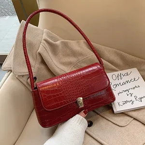 fashion alligator women handbag designer shoulder bag luxury leather messenger bag vintage small purses top handle underarm bag free global shipping