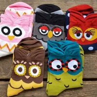 stocking casual colorful cartoon holiday party cotton harajuku style animal print owl socks sport hors in tube socks