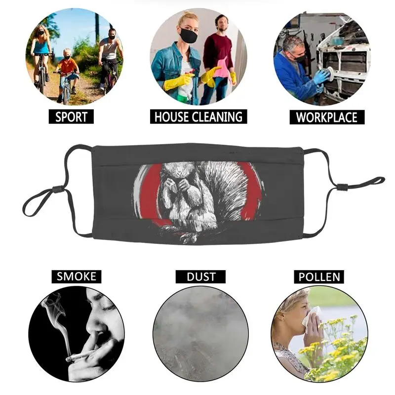 

Cute Squirrel Reusable Unisex Adult Face Mask Pet Animals Anti Haze Dust Protection Cover Respirator Mouth Muffle
