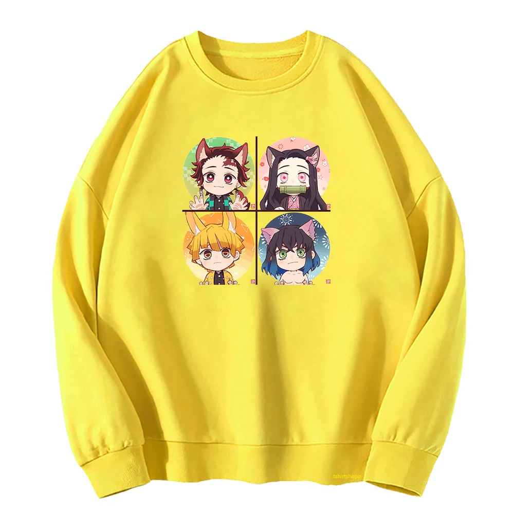 

Women's Harajuku Anime Manga Demon Slayer Kimetsu No Yaiba Entertainment District Hoodies Zenitsu Crew Neck Pullovers Sweatshirt