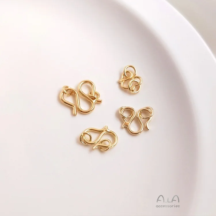 

Customized 14K Gold-Plated Color Retention M Buckle Bracelet Necklace W Buckle S-Shaped Closing Hook Button DIY Jewelry