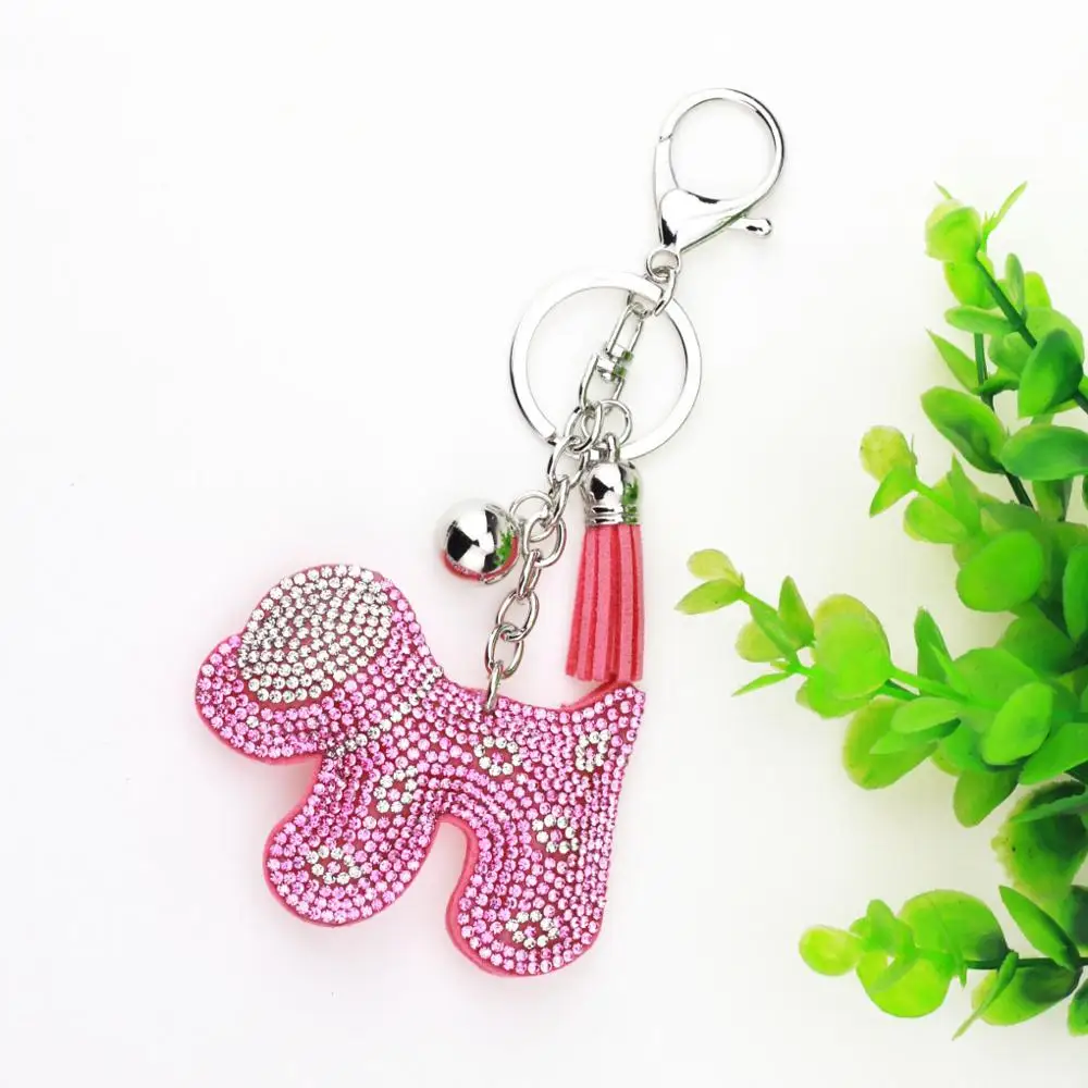 Роскошные Стразы ручной работы кожаный брелок для собак ключей в виде животных