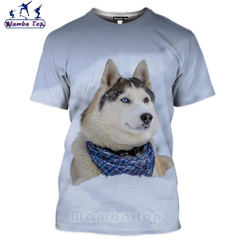 Футболка Mamba Top с Сибирским Хаски для мужчин и женщин популярная 3D-печать забавная