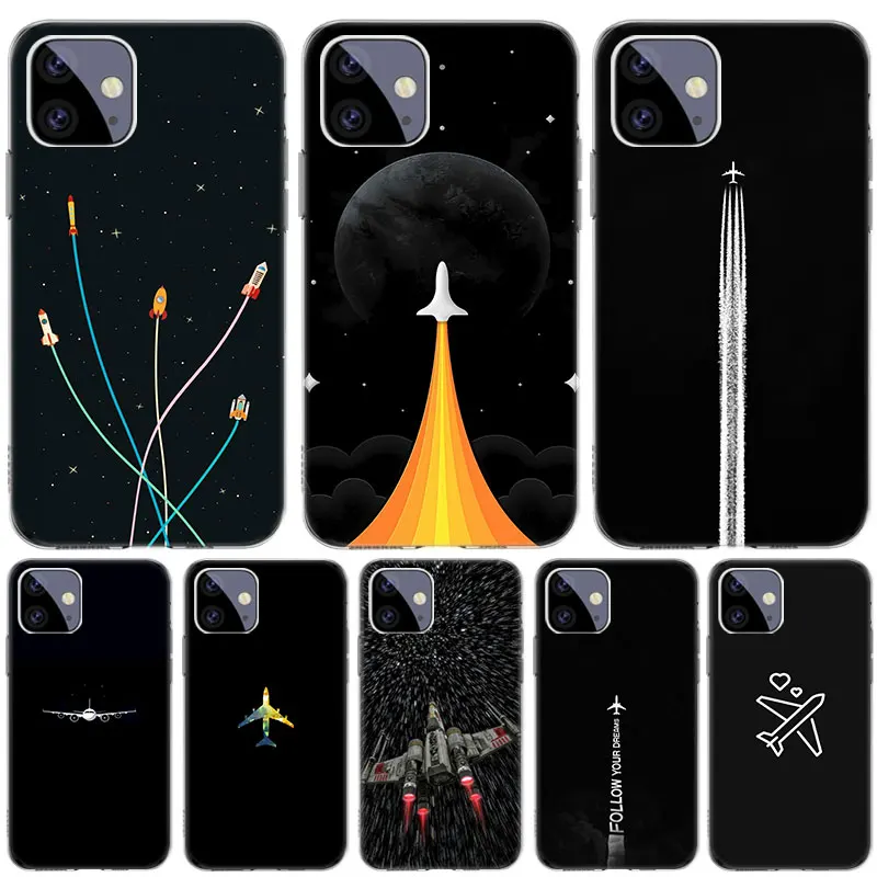 

Airplane Sketch Art Case for Apple iPhone 12 11 Pro SE 2020 X XR XS Max 7 8 6 6S Plus 5 5S Soft TPU Silicone Phone Cover Coque