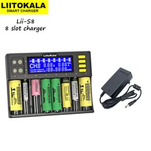 LiitoKala Lii-S8 Battery Charger  Li-ion 3.7V  NiMH 1.2V Li-FePO4 3.2V IMR 3.8V charger  for 18650 26650 21700 26700 AA AAA