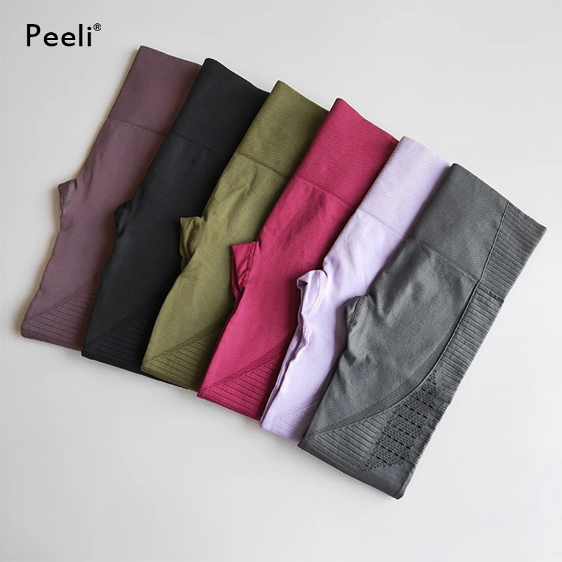 Peeli High Waist Sports Leggings Tummy Control Yoga Pants Women Stretchy Fitness Gym Tights Energy Seamless Running | Спорт и