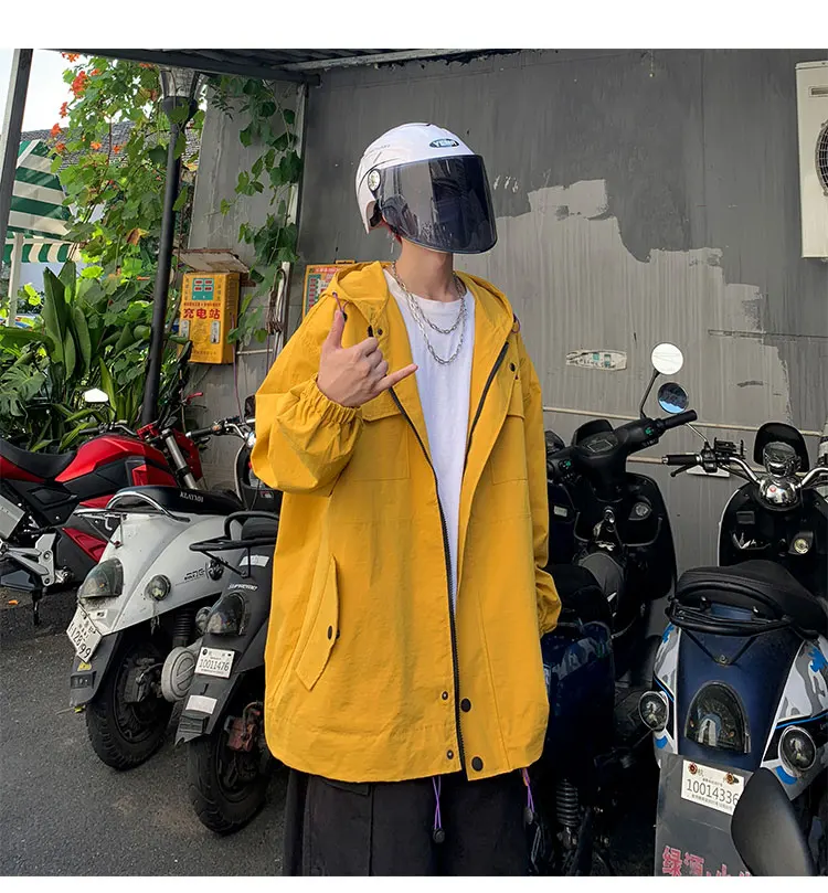 LAPPSTER мужские негабаритные осенние куртки осенние мужские s хип хоп ветровки Harajuku Хип Хоп желтые корейские модные пальто с капюшоном