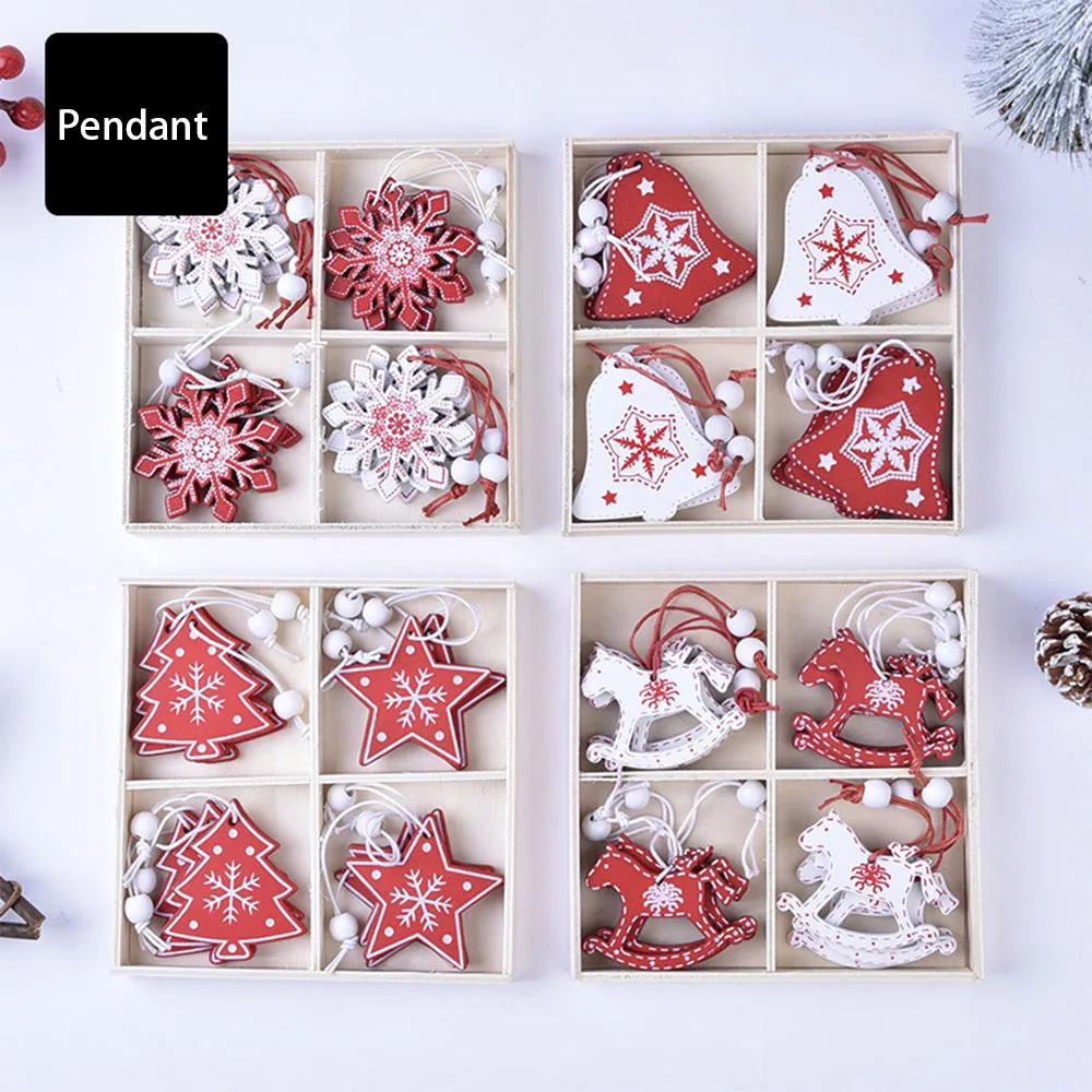 

12 шт., деревянные подвесные украшения для ёлки