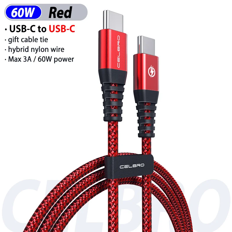 1.2M Red PD Cable 60 Вт Быстрая зарядка QC 4,0 Usb PD кабель быстрое зарядное устройство Usb type C To type C кабель для samsung Galaxy Note 10 Plus Note10+ S10 QC4.0 - Тип штекера: 1.2M Red PD Cable