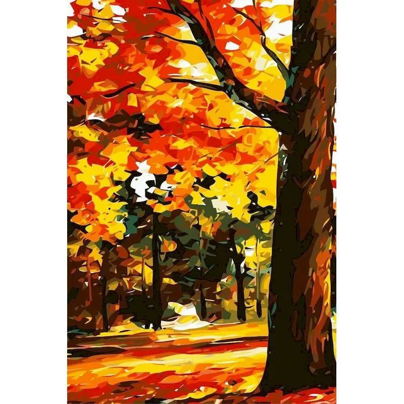 

GATYZTORY Painting By Numbers Kits For Kids Autumn Maple Landscape Oil Picture By Number 40x50 Frame On Canvas Home Decor Art