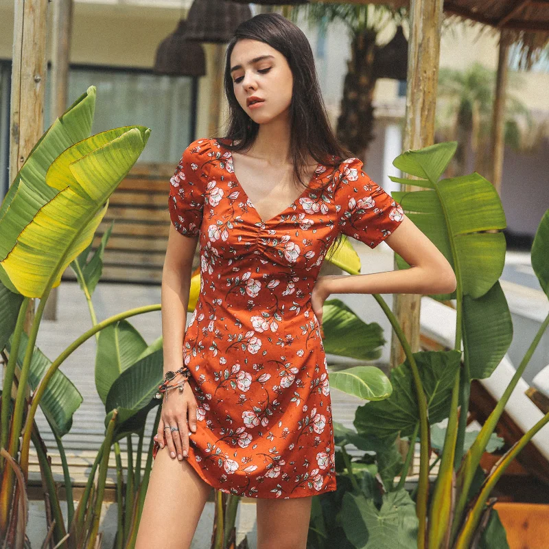 Rusttydustty 2020 Женская одежда Летние шифоновые платья с цветочным принтом уличные