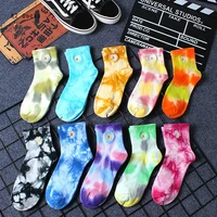 new tie dye daisy short socks cotton harajuku colorful flower vortex happy funny fashion skateboard hip hop girls women socks