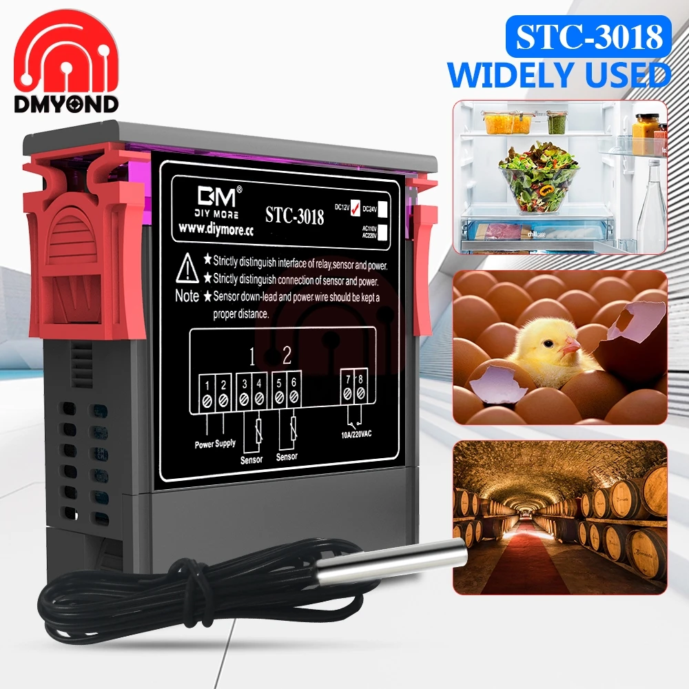 STC-3018 Термостат 110 В 220 в 12 24 Высокая емкость двойной светодиодный дисплей цифровой