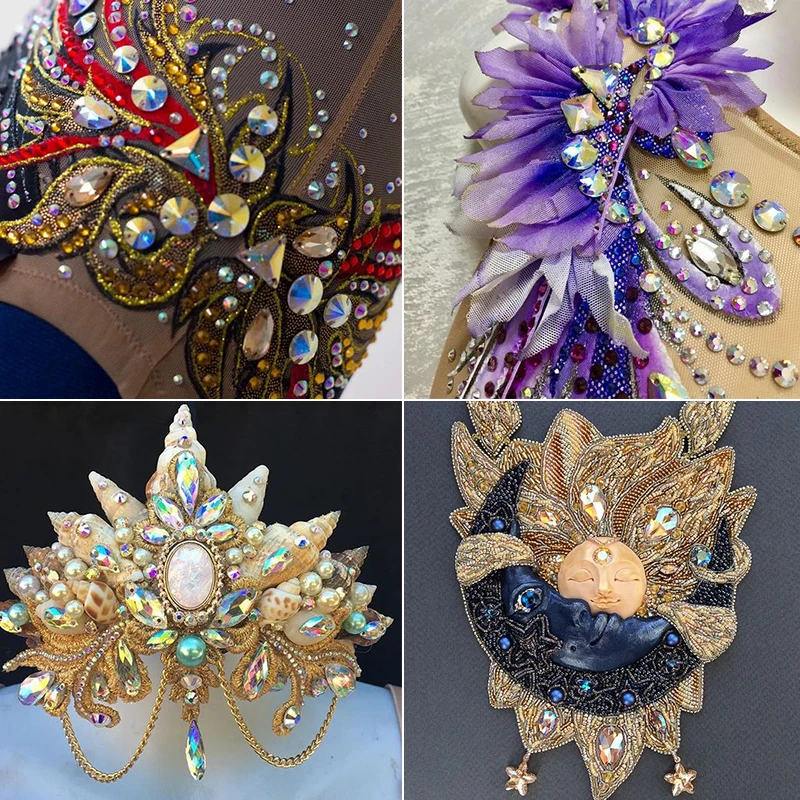 Круглый стакан Rivoli K5 Стразы шьют на из хрустальной ткани AB Flatback для DIY рукоделия