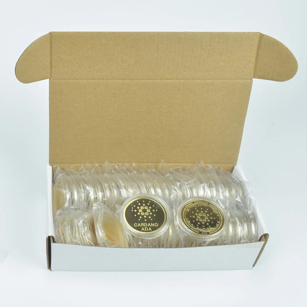 

Hot 50pcs Cardano coin Gold silver Plated Metal Coin For Collection