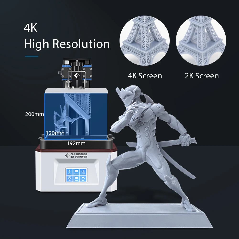 Монохромный ЖК-УФ-полимер Flashforge Foto 8 9 4K SLA 3D принтер с новым матричным источником